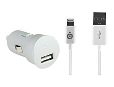 BigBen - chargeur allume-cigare + cable USB A/Lightning - blanc