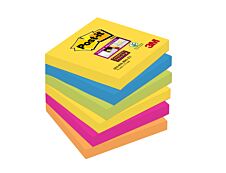 Post-it - 6 Blocs notes de 90 feuilles Super Sticky Rio - couleurs vives assorties - 76 x 76 mm