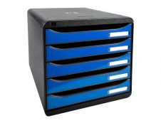 Exacompta BigBox Plus - Module de classement 5 tiroirs - noir/bleu glacé