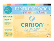 Canson Création - Pochette papier à dessin - 12 feuilles - A4 - 150 gr - couleurs claires