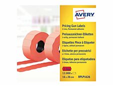 Avery - Boîte de 10 rouleaux de 1200 étiquettes de prix - 26 x 16 mm - rouge