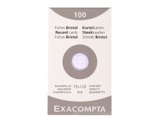 Exacompta - Pack de 100 Fiches bristol - 7,5 x 12,5 cm - petits carreaux - blanc