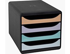 Exacompta BigBox - Module de classement 4 tiroirs - noir/pastel glossy