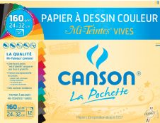 Canson - Pochette papier à dessin - 12 feuilles - 24 x32 cm - 160 gr - mi-teintes claires