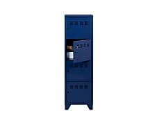 Casier de bureau monobloc métallique avec pieds - 4 portes - H134 x L40 x P40 cm - bleu nuit nacré