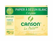 Canson C à grain - Pochette papier à dessin - 12 feuilles - A4 - 224 gr - blanc