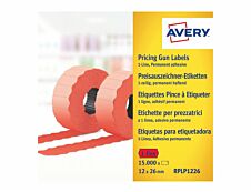 Avery - Boîte de 10 rouleaux de 1500 étiquettes permanentes - 12 x 26 mm - rouge