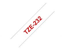 Brother TZe232 - Ruban d'étiquettes auto-adhésives - 1 rouleau (12 mm x 8 m) - fond blanc écriture rouge 