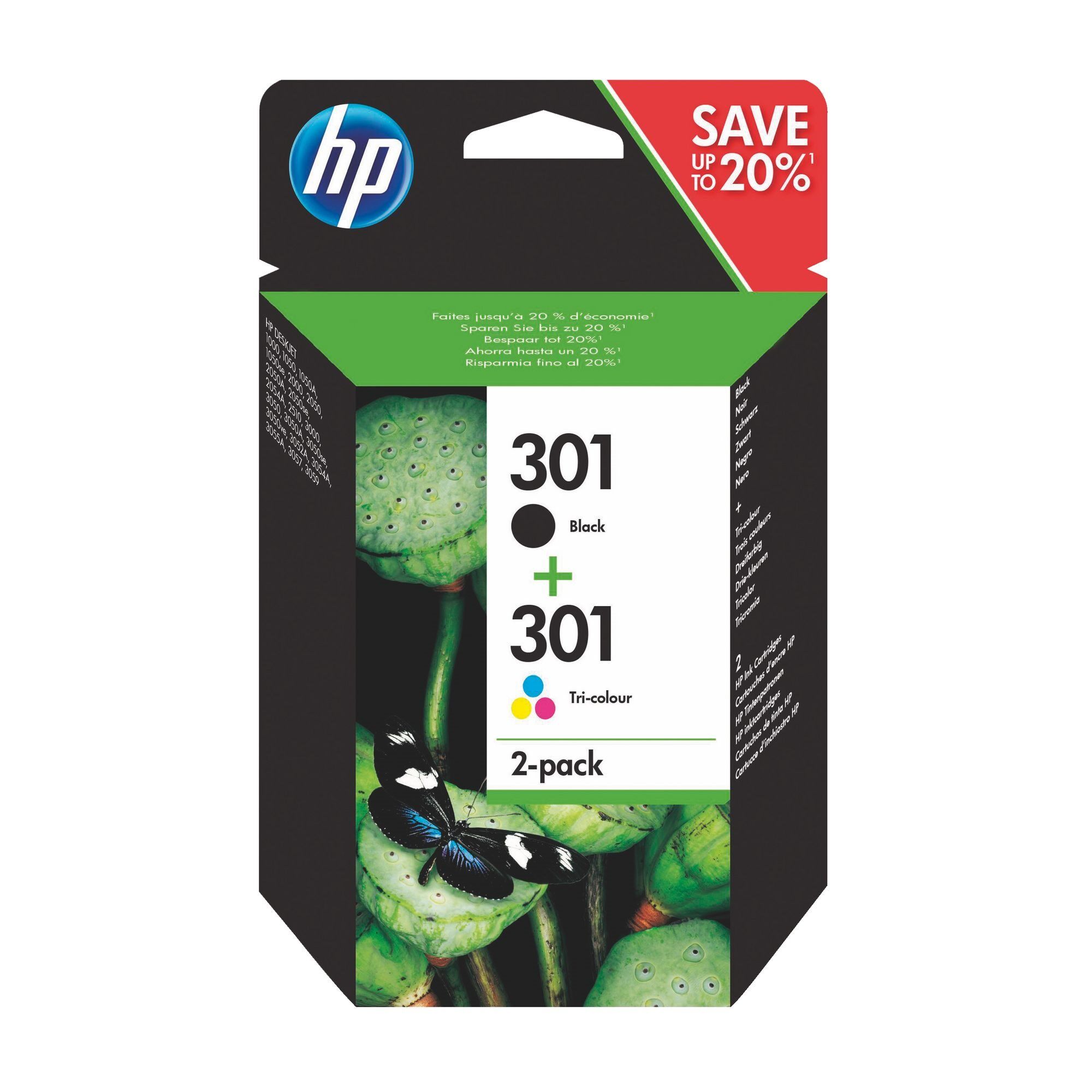 Cartouche Encre Bureau Vallée HP 301 - Pack de 2 - noir, cyan, magenta, jaune - cartouche d'encre