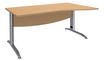 Bureau droit IDRA - Vague à droite - L160 cm - Pieds alu - Plateau imitation Hêtre