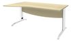 Bureau droit IDRA - Vague à gauche - L160 cm - Pieds blancs - plateau imitation Erable