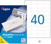 Apli Agipa - 4000 Étiquettes adhésives blanches multi-usages - 52,5 x 29,7 mm - coins droits - réf 100984
