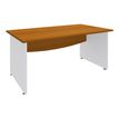 Bureau droit DUAL - L120 - Pieds blanc - plateau imitation Merisier