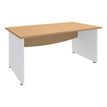 Bureau droit DUAL - L140 - Pieds blanc - plateau imitation Hêtre
