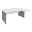 Bureau compact à droite DUAL - L160 cm - Pieds alu - plateau blanc (Pieds de renfort ou caisson bout de bureau obligatoire à rajouter - non inclus)