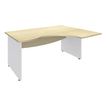 3253310175327-Bureau compact à droite DUAL - L160 cm - Pieds blanc - plateau imitation Erable (Pieds de renfort ou caisson bout de bureau obligat-P_400009055_1-0