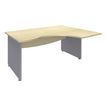 Bureau compact à droite DUAL - L160 cm - Pieds alu - plateau imitation Erable (Pieds de renfort ou caisson bout de bureau obligatoire à rajouter - non inclus)
