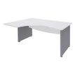 Bureau compact à gauche DUAL - L160 cm - Pieds alu - plateau blanc (Pieds de renfort ou caisson bout de bureau obligatoire à rajouter - non inclus)