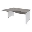 3253310175600-Bureau compact à gauche DUAL - L180 cm - Pieds blanc - plateau imitation Chêne gris (Pieds de renfort ou caisson bout de bureau obligat-P_400009106_1-0