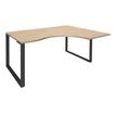 0404000123361-Bureau compact LOFTER - L180 cm - Retour à droite - Plateau imitation chêne clair - pied Carbone - (pied de renfort obligat-P_400012336_1-0