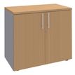 Armoire basse IRIS - H72 x L80 x P47 - 2 portes - Corps aluminium - Dessus et portes imitation Hêtre