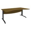 Bureau double vague symétrique IDRA - L180 cm - Pied anthracite - plateau imitation noyer