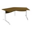 Bureau symétrique 120° IDRA - L185 cm - Pied blanc - plateau imitation noyer