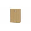 Armoire mi-haute MOKA - 2 portes - L80 x P43,2 x H113,5 cm - imitation chêne clair - poignées gris aluminium