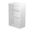 7331920002380-Bibliothèque mi-haute Trend - L80xP35xH120 cm - 2 portes en verre dépoli - blanc--0