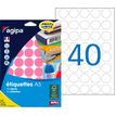 Apli Agipa - Etui A5 - 400 Pastilles roses - diamètre 24 mm - réf 114328