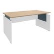 Bureau INEO JET UP Bureau Vallée - Réglable en hauteur - L140 x H74/78/82 x P80 cm - Pieds blanc - plateau chêne clair - Entretoise Bleue