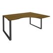Bureau compact LOFTER - L180 cm - Retour à droite - Plateau imitation noyer - pied carbone - (pied de renfort obligatoire à rajouter - non inclus)