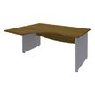 Bureau compact à gauche DUAL - L160 cm - Pieds Alu - plateau imitation noyer (Pieds de renfort ou caisson bout de bureau obligatoire à rajouter - non inclus)