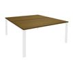 Bureau Bench IRIS - L160 cm - Plan de départ - Pieds blanc - plateau imitation noyer