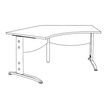 3253310491144-Bureau symétrique 120° IDRA - L185 cm - Pied blanc - plateau imitation noyer-P_405152530_5-4