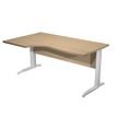 7331920001116-Bureau compact Trend - L160 cm - retour à gauche - Pieds métals - plateau imitation chêne - (pied de renfort obligat-P_405165651_1-0