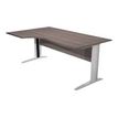 Bureau compact Trend - L160 cm - retour à gauche - Pieds métals anthracite - plateau imitation frêne noir - (pieds de renfort obligatoire à rajouter - non inclus)