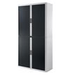 Armoire haute à rideaux EASY OFFICE - 110 x 204 x 41,5 cm - Corps blanc - Rideaux et poignée noir