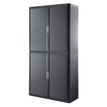 3660141932225-Armoire haute à rideaux EASY OFFICE - 110 x 204 x 41,5 cm - Corps et rideaux anthracite - Poignée gri--0