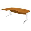 Bureau compact manager retour à gauche IDRA - 200 cm - Pied blanc - Merisier (Pieds de renfort obligatoire à rajouter - non inclus)