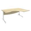 2012348122267-Bureau compact à droite IDRA - L160 cm - Pieds blanc - plateau imitation Erable (Pieds de renfort obligato-P_79376948_1-0