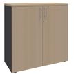 Armoire mi-haute IDRA/DUAL -  L80 x H102 x P47 - 2 portes - 2 tablettes métal DS - Corps anthracite - Portes et dessus Chêne Clair