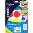 Apli Agipa - Etui A5 - 84 Pastilles adhésives - couleurs assorties multi-usages - diamètre 45 mm - réf 101829