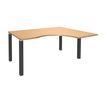 Bureau compact EXPRIM - L160 cm - Retour droite - Plateau imitation Hêtre - Pieds carbone (Pieds de renfort obligatoire à rajouter - non inclus)
