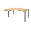 Bureau compact EXPRIM - L160 cm - Retour gauche - Plateau imitation Hêtre - Pieds alu (Pieds de renfort obligatoire à rajouter - non inclus)