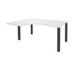 Bureau compact EXPRIM - L160 cm - Retour gauche - Plateau Blanc perle - Pieds carbone (Pieds de renfort obligatoire à rajouter - non inclus)