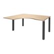 Bureau compact EXPRIM - L160 cm - Retour gauche - Plateau imitation Chêne clair - Pieds carbone (Pieds de renfort obligatoire à rajouter - non inclus)
