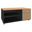 3253310163560-Console mobile LEVEL/STEELY/WOODY- L120 x H63 x P60 cm - 2 tiroirs dont 1 DS - coté anthracite - finition faça-P_79432637_1-0