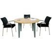 Table de réunion ronde EVIDENCE - 120 cm - Pieds anthracites - Plateau imitation merisier