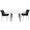 Table de réunion ronde EVIDENCE - 120 cm - Pieds blancs - Plateau blanc
